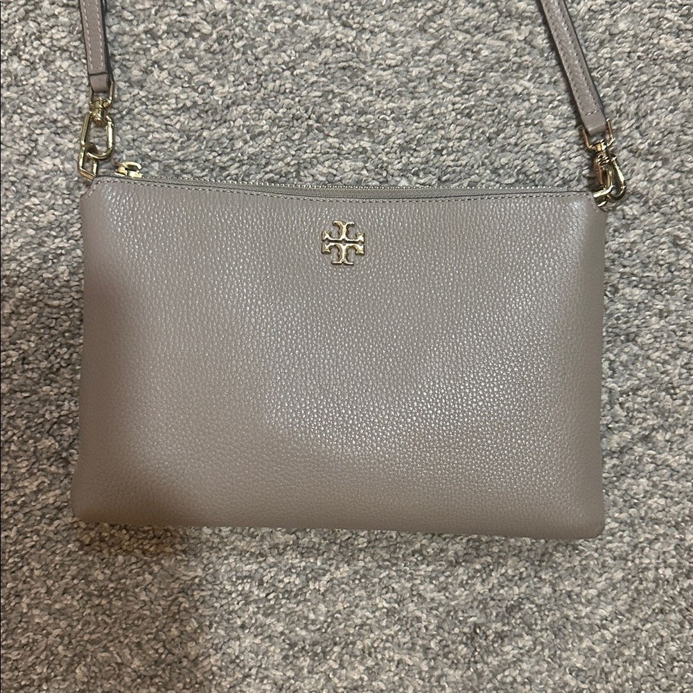 Tory Burch Taupe Leather Crossbody Bag
